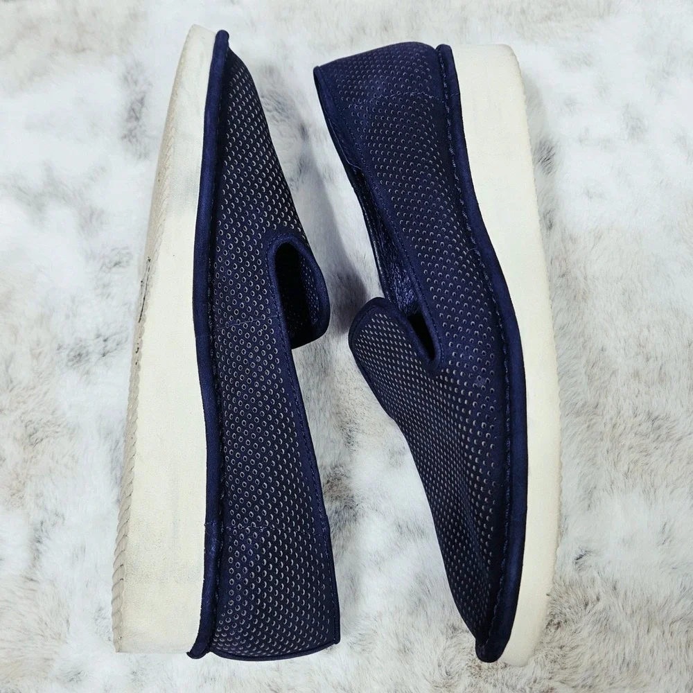 Vince Camuto Navy Blue Perforated Leather Gwenna Slip On Sneaker‎ 6.5M